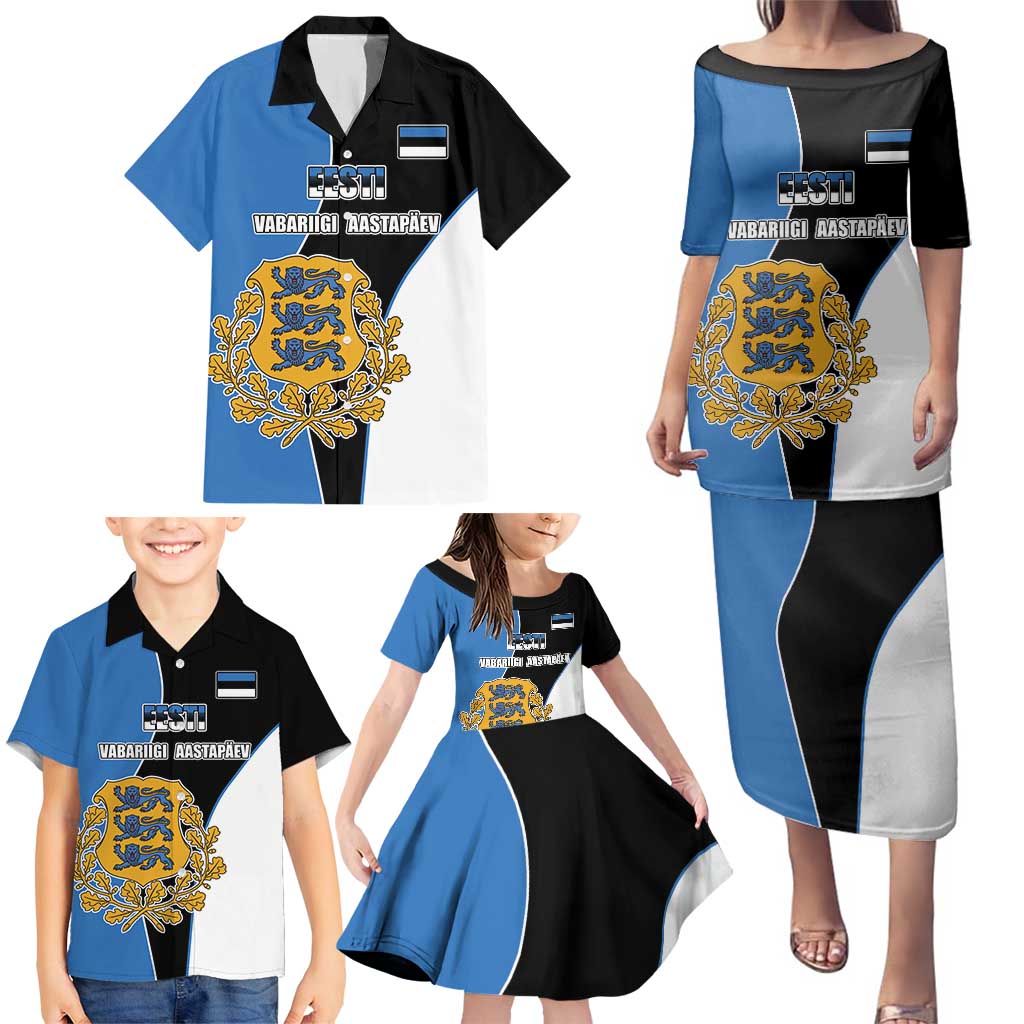 Estonia Independence day Family Matching Puletasi and Hawaiian Shirt Eesti Vabariigi Aastapaev