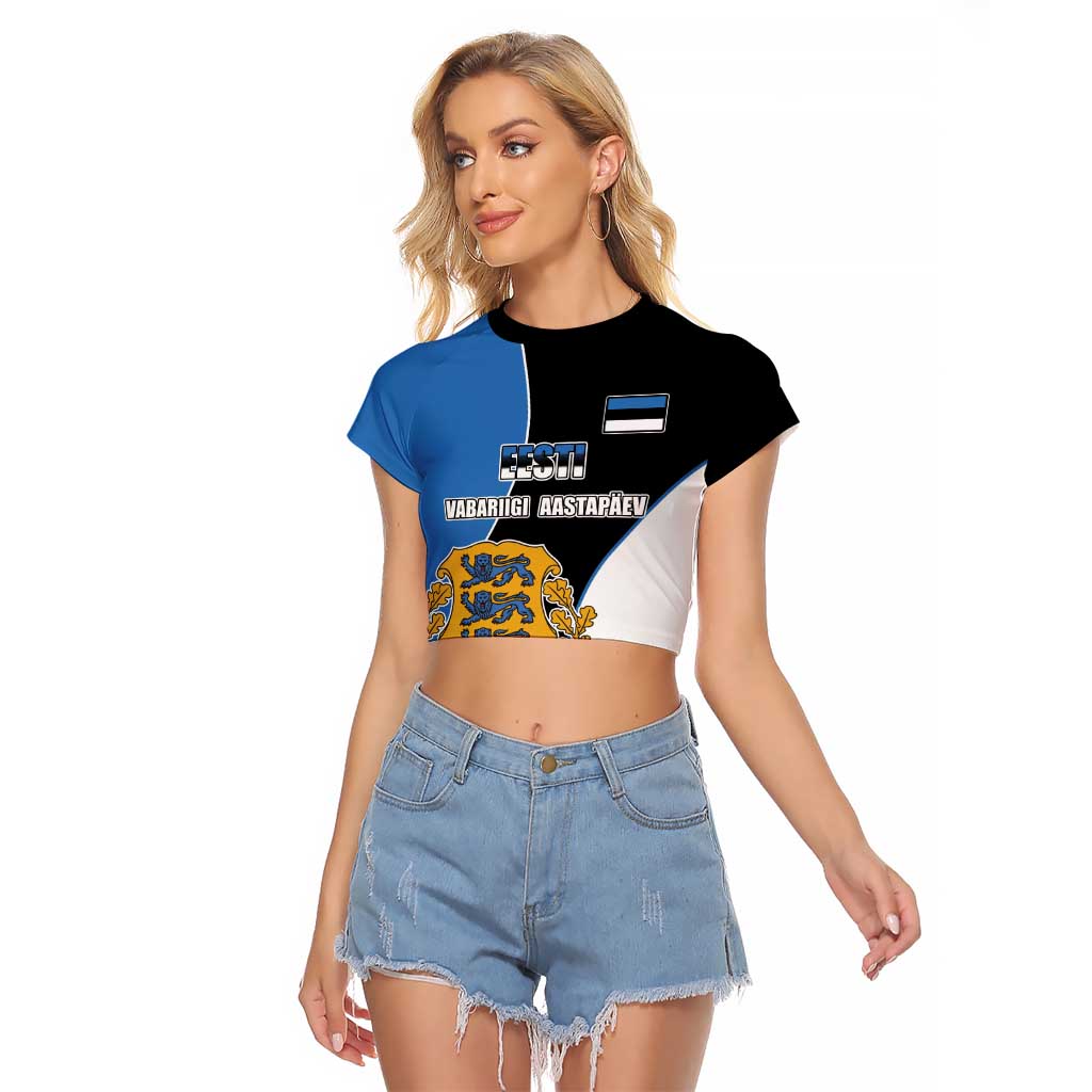 Estonia Independence day Raglan Cropped T Shirt Eesti Vabariigi Aastapaev