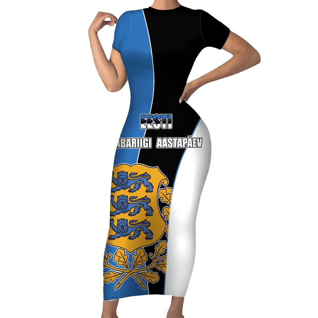 Estonia Independence day Short Sleeve Bodycon Dress Eesti Vabariigi Aastapaev