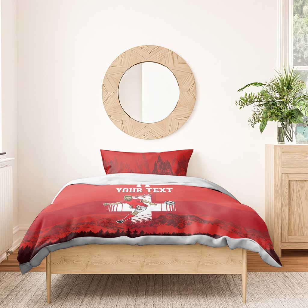 Custom Switzerland Football Bedding Set Hopp Schwiiz!