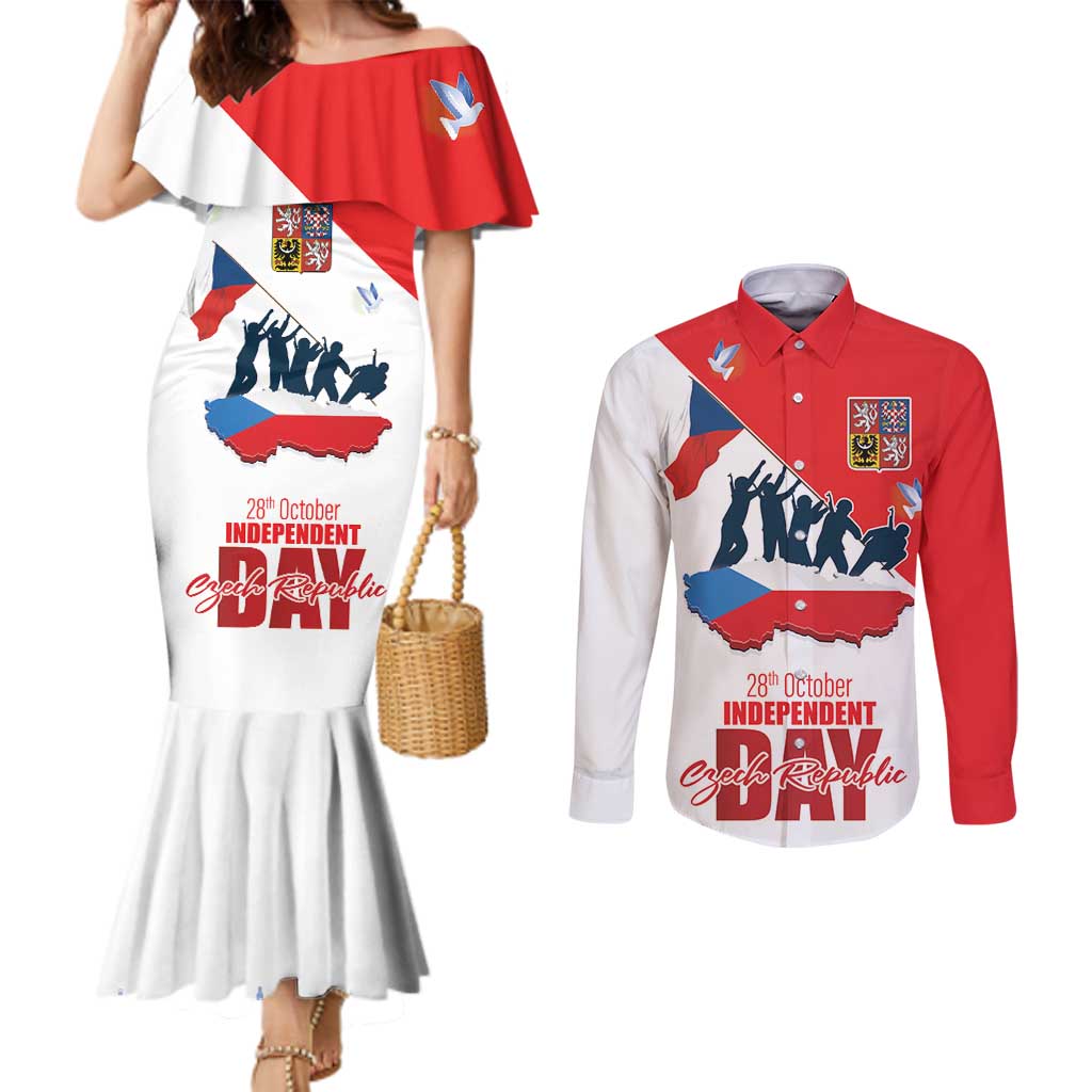 Den Vzniku Samostatneho Ceskoslovenskeho Statu Couples Matching Mermaid Dress and Long Sleeve Button Shirt Czech Republic Independence day LT17