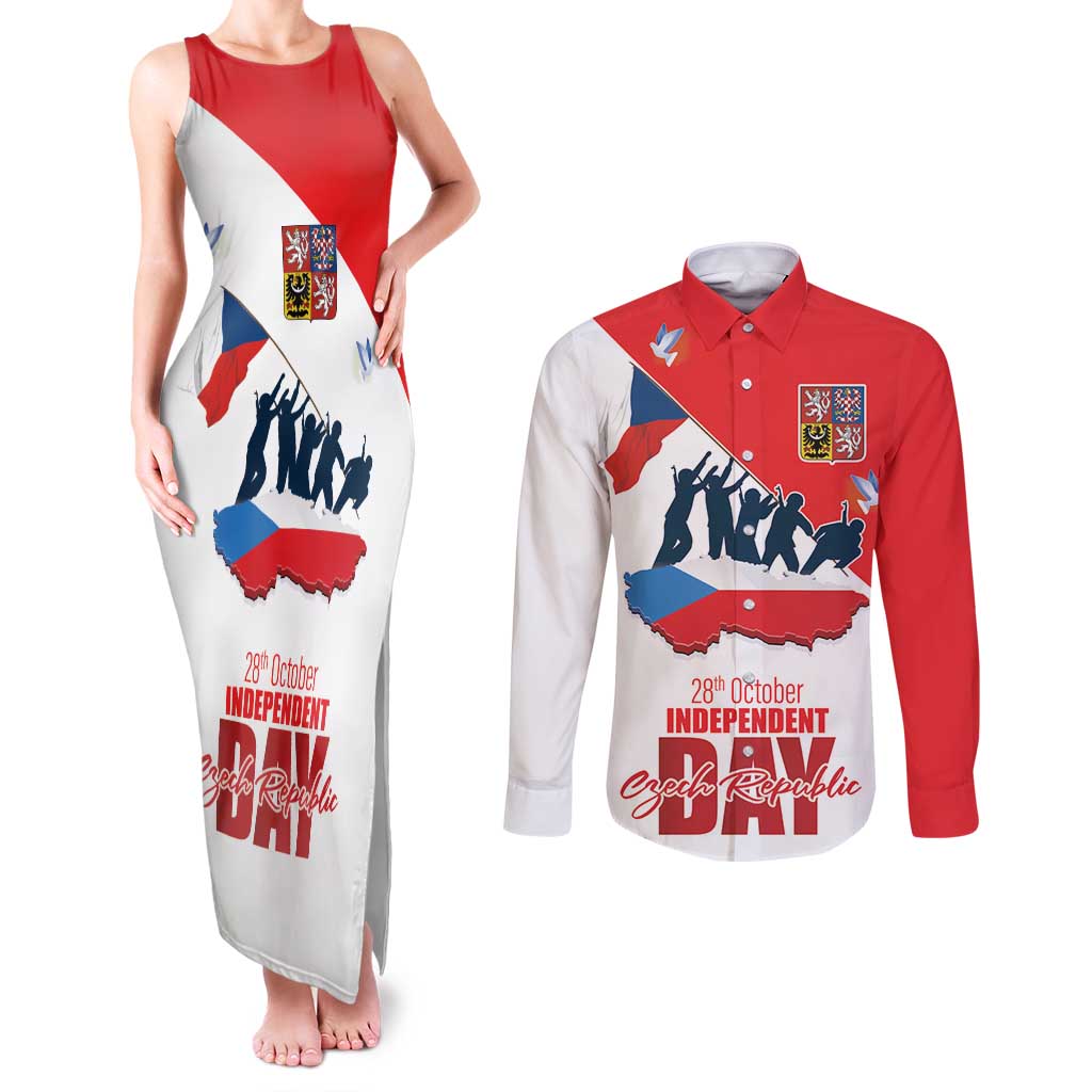 Den Vzniku Samostatneho Ceskoslovenskeho Statu Couples Matching Tank Maxi Dress and Long Sleeve Button Shirt Czech Republic Independence day LT17