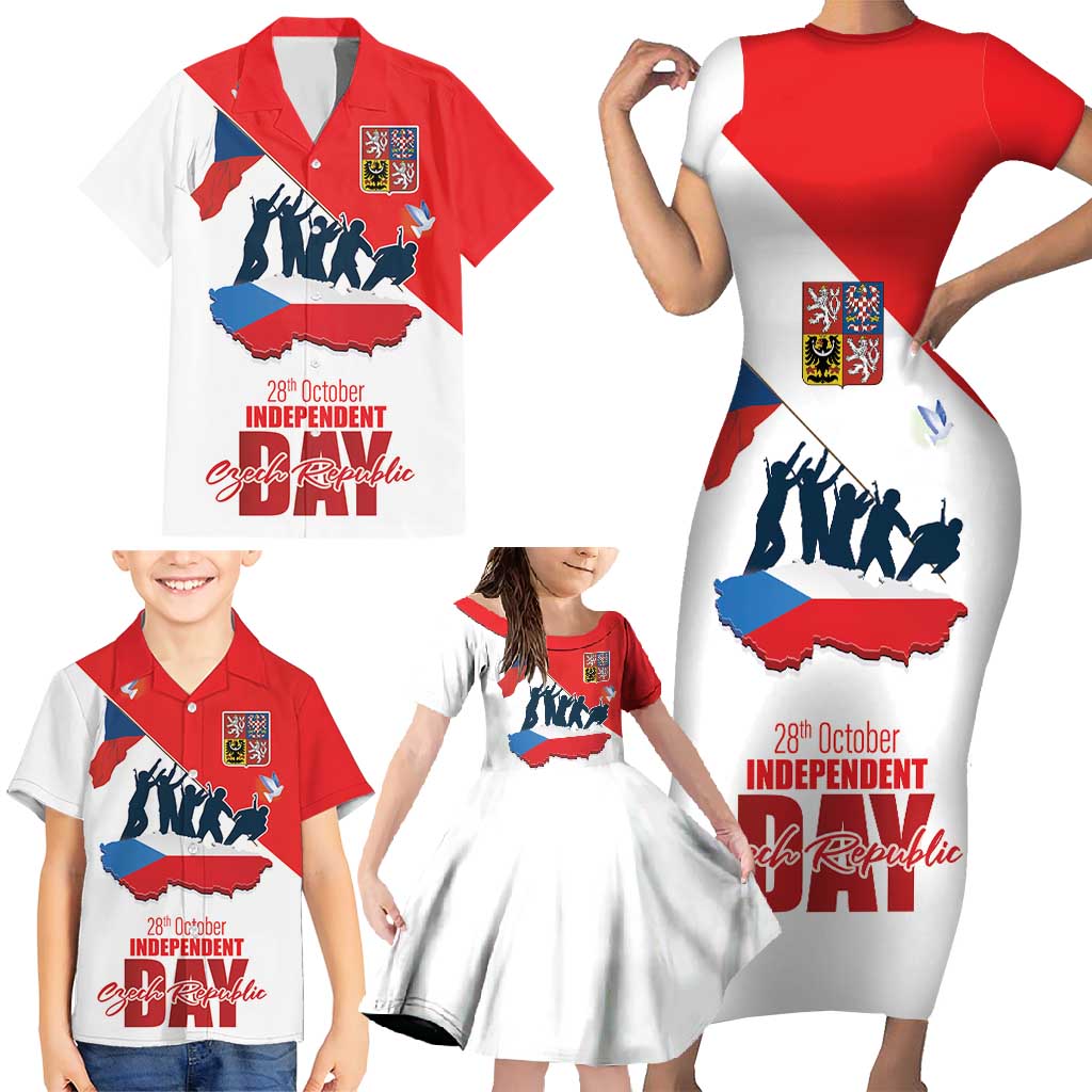 Den Vzniku Samostatneho Ceskoslovenskeho Statu Family Matching Short Sleeve Bodycon Dress and Hawaiian Shirt Czech Republic Independence day LT17