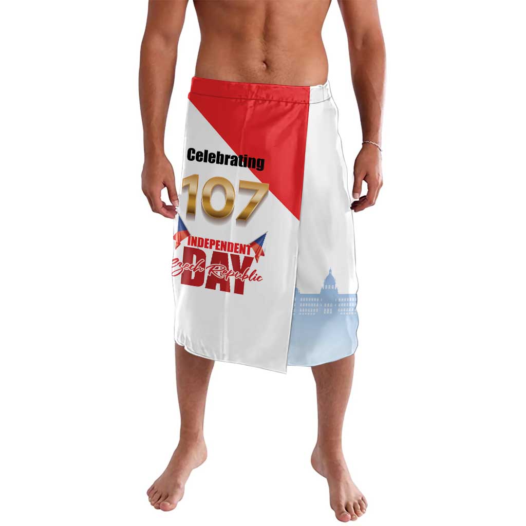 White Independence Day lava skirt with red waistband and 1918 graphic front
