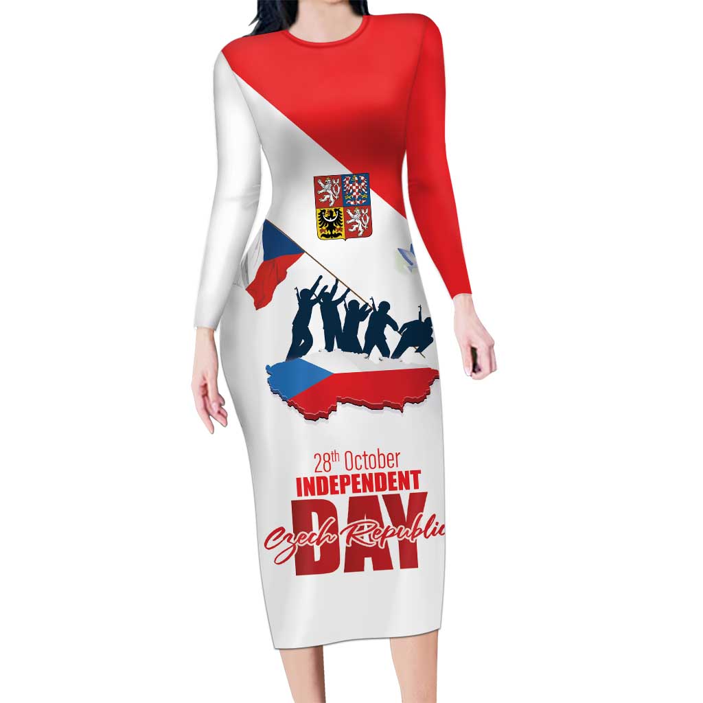 Den Vzniku Samostatneho Ceskoslovenskeho Statu Long Sleeve Bodycon Dress Czech Republic Independence day LT17