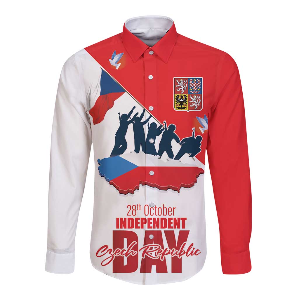 Den Vzniku Samostatneho Ceskoslovenskeho Statu Long Sleeve Button Shirt Czech Republic Independence day LT17