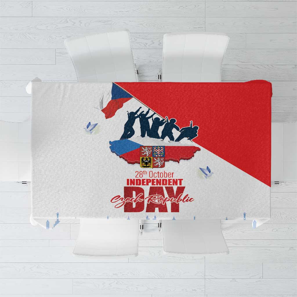 Czech independence tablecloth with red, blue and white patriotic graphic design