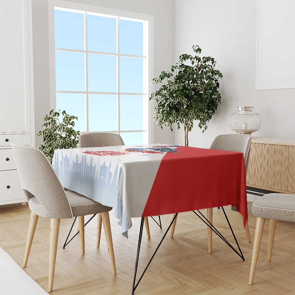 Patriotic Czech Republic tablecloth with red and blue diagonal panel design