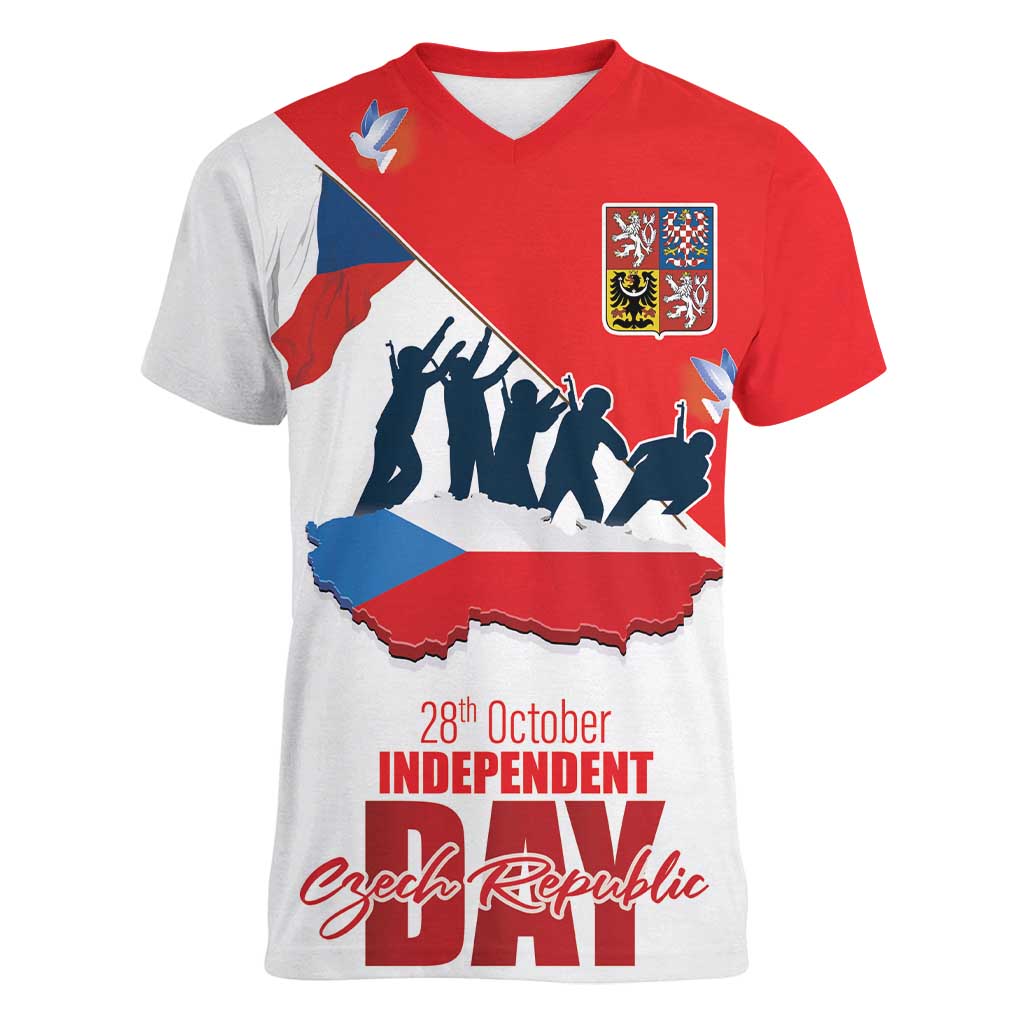 Den Vzniku Samostatneho Ceskoslovenskeho Statu Women V-Neck T-Shirt Czech Republic Independence day LT17 - Wonder Print Shop