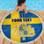 Custom Sweden Flag and Coat of arms Beach Blanket Three Crowns of Sweden