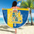 Custom Sweden Flag and Coat of arms Beach Blanket Three Crowns of Sweden