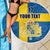 Custom Sweden Flag and Coat of arms Beach Blanket Three Crowns of Sweden