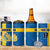 Custom Sweden Flag and Coat of arms 4 in 1 Can Cooler Tumbler Three Crowns of Sweden