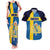 Custom Sweden Flag and Coat of arms Couples Matching Tank Maxi Dress and Hawaiian Shirt Three Crowns of Sweden