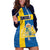 Custom Sweden Flag and Coat of arms Hoodie Dress Three Crowns of Sweden