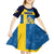 Custom Sweden Flag and Coat of arms Kid Short Sleeve Dress Three Crowns of Sweden