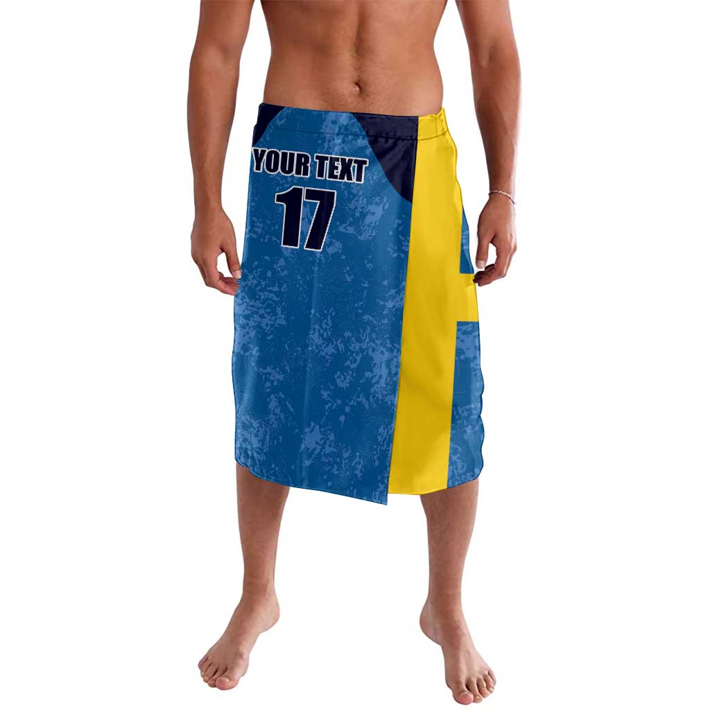 Custom Sweden Flag and Coat of arms Lavalava Three Crowns of Sweden