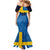 Custom Sweden Flag and Coat of arms Mermaid Dress Three Crowns of Sweden