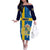 Custom Sweden Flag and Coat of arms Off The Shoulder Long Sleeve Dress Three Crowns of Sweden