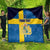 Custom Sweden Flag and Coat of arms Quilt Three Crowns of Sweden