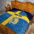 Custom Sweden Flag and Coat of arms Quilt Three Crowns of Sweden