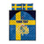 Custom Sweden Flag and Coat of arms Quilt Bed Set Three Crowns of Sweden