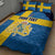 Custom Sweden Flag and Coat of arms Quilt Bed Set Three Crowns of Sweden