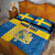 Custom Sweden Flag and Coat of arms Quilt Bed Set Three Crowns of Sweden