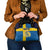 Custom Sweden Flag and Coat of arms Shoulder Handbag Three Crowns of Sweden