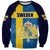 Custom Sweden Flag and Coat of arms Sweatshirt Three Crowns of Sweden