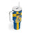 Custom Sweden Flag and Coat of arms Tumbler With Handle Three Crowns of Sweden