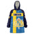 Custom Sweden Flag and Coat of arms Wearable Blanket Hoodie Three Crowns of Sweden