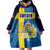 Custom Sweden Flag and Coat of arms Wearable Blanket Hoodie Three Crowns of Sweden