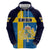 Custom Sweden Flag and Coat of arms Zip Hoodie Three Crowns of Sweden