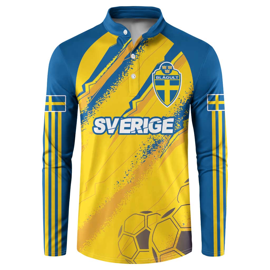 Custom Sweden Football Button Sweatshirt Sporty Style