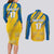 Custom Sweden Football Couples Matching Long Sleeve Bodycon Dress and Long Sleeve Button Shirt Sporty Style