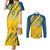 Custom Sweden Football Couples Matching Mermaid Dress and Long Sleeve Button Shirt Sporty Style