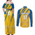 Custom Sweden Football Couples Matching Off Shoulder Maxi Dress and Long Sleeve Button Shirt Sporty Style