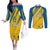 Custom Sweden Football Couples Matching Off The Shoulder Long Sleeve Dress and Long Sleeve Button Shirt Sporty Style