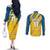 Custom Sweden Football Couples Matching Off The Shoulder Long Sleeve Dress and Long Sleeve Button Shirt Sporty Style