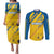 Custom Sweden Football Couples Matching Puletasi and Long Sleeve Button Shirt Sporty Style