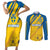 Custom Sweden Football Couples Matching Short Sleeve Bodycon Dress and Long Sleeve Button Shirt Sporty Style