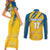 Custom Sweden Football Couples Matching Short Sleeve Bodycon Dress and Long Sleeve Button Shirt Sporty Style