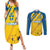 Custom Sweden Football Couples Matching Summer Maxi Dress and Long Sleeve Button Shirt Sporty Style