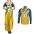 Custom Sweden Football Couples Matching Summer Maxi Dress and Long Sleeve Button Shirt Sporty Style