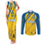 Custom Sweden Football Couples Matching Tank Maxi Dress and Long Sleeve Button Shirt Sporty Style