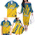 Custom Sweden Football Family Matching Off The Shoulder Long Sleeve Dress and Hawaiian Shirt Sporty Style