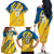 Custom Sweden Football Family Matching Off The Shoulder Long Sleeve Dress and Hawaiian Shirt Sporty Style