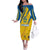 Custom Sweden Football Family Matching Off The Shoulder Long Sleeve Dress and Hawaiian Shirt Sporty Style