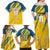 Custom Sweden Football Family Matching Off Shoulder Maxi Dress and Hawaiian Shirt Sporty Style